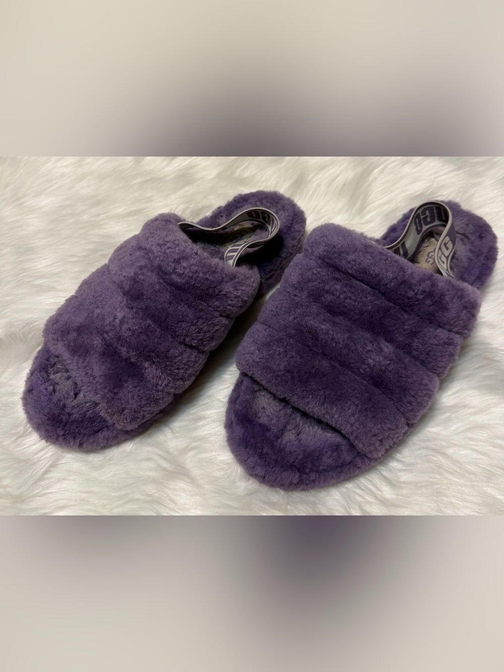 UGG Plush Purple Faux Shearling Slide Slippers - Women's